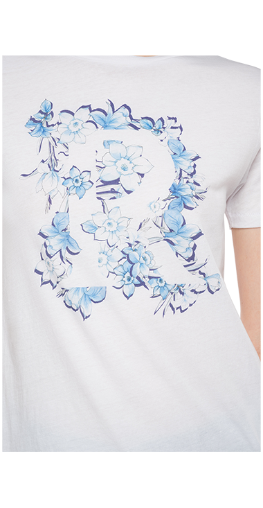 ライトコットンジャージー リプレイフローラルプリントTシャツ 詳細画像 オプティカルホワイト 6